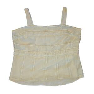 J Jill Top Womens Large Petite Cream Embroidered Lace Boho Sleeveless Tank LP